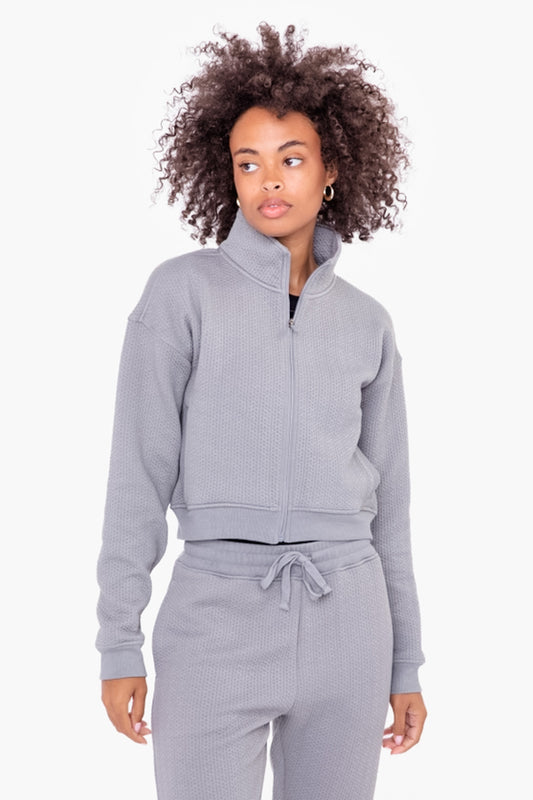Quilted Cropped Zip-Up Jacket