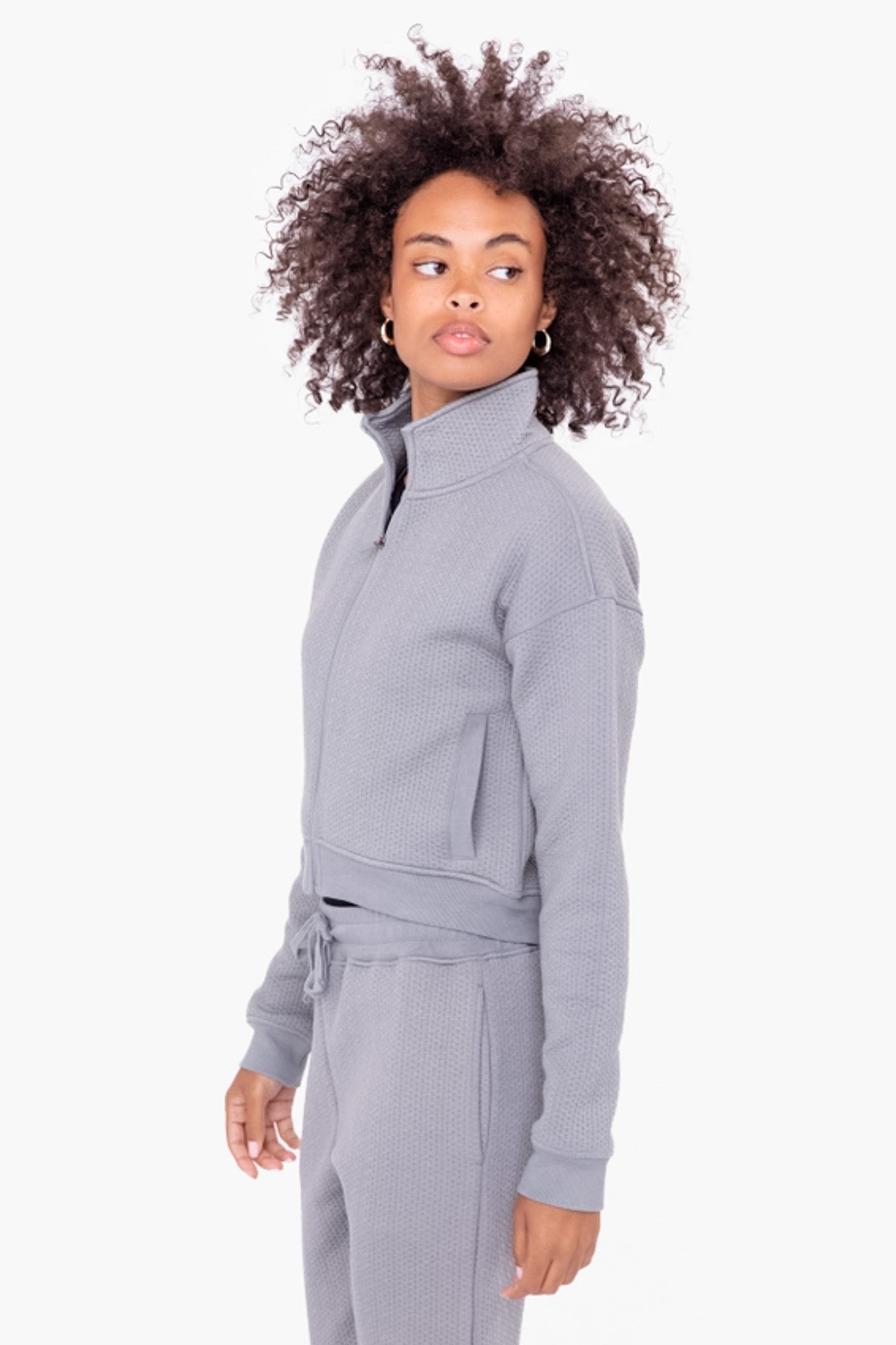 Quilted Cropped Zip-Up Jacket