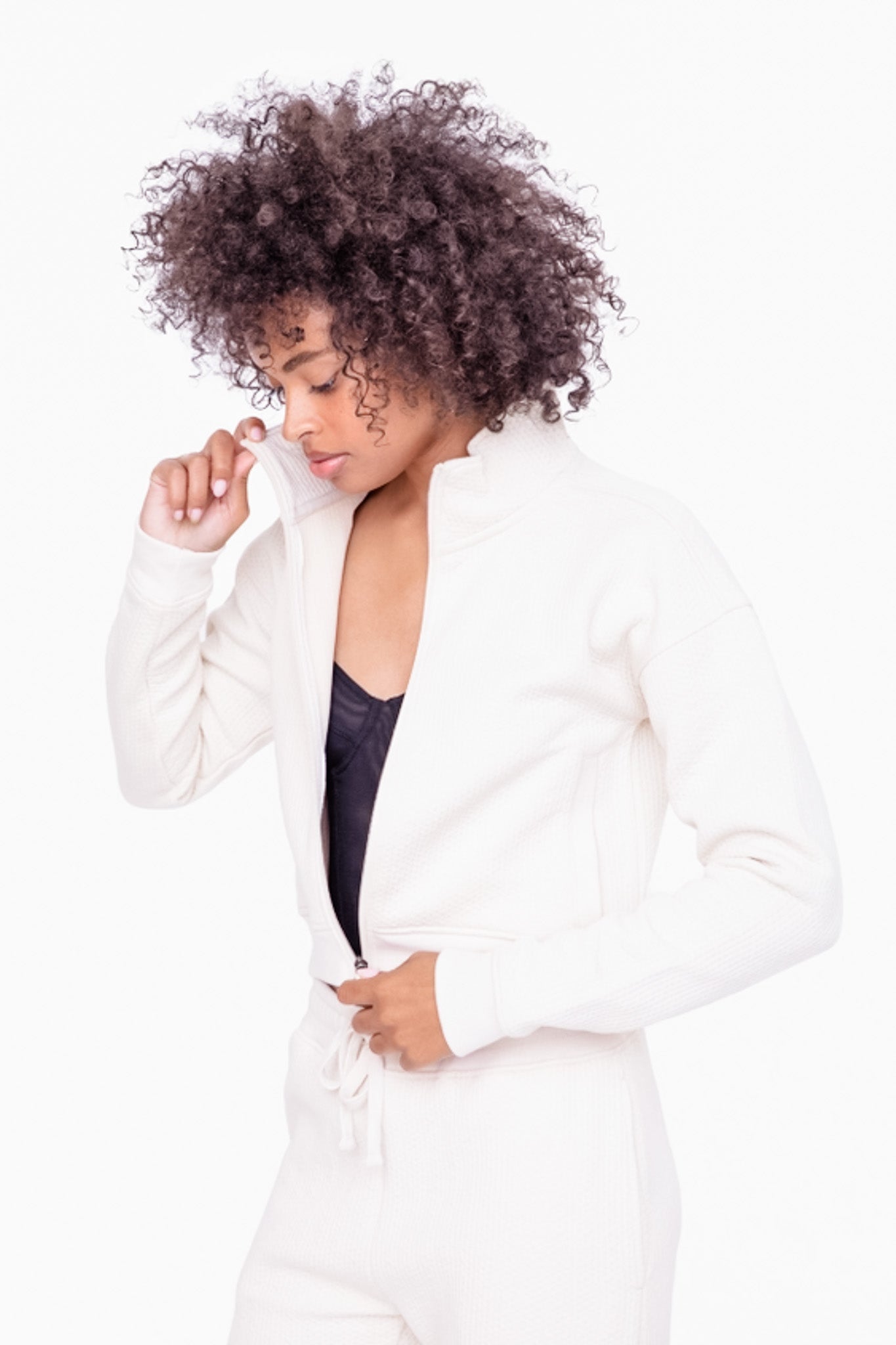 Quilted Cropped Zip-Up Jacket