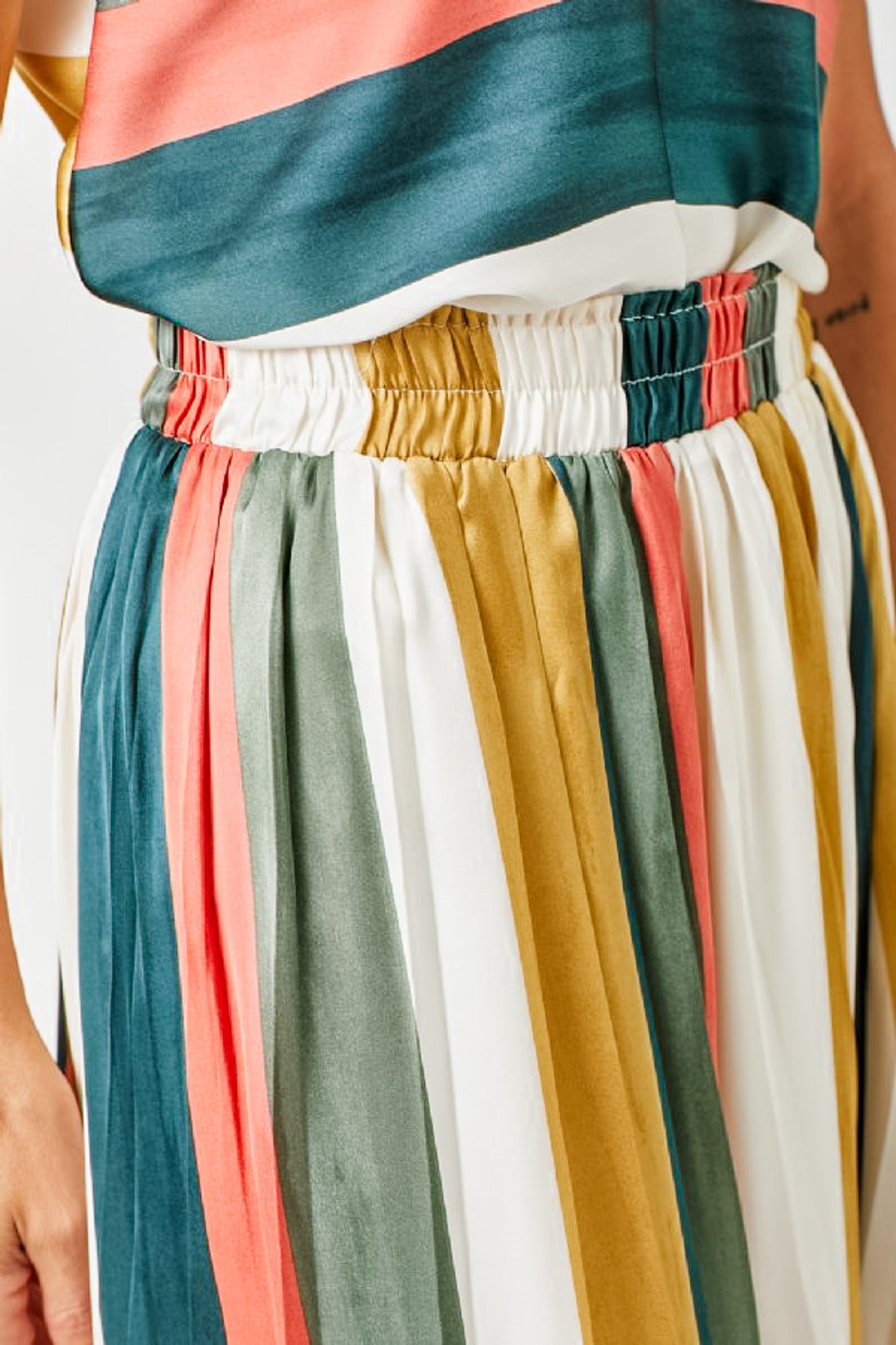 Pleated Strip Skirt