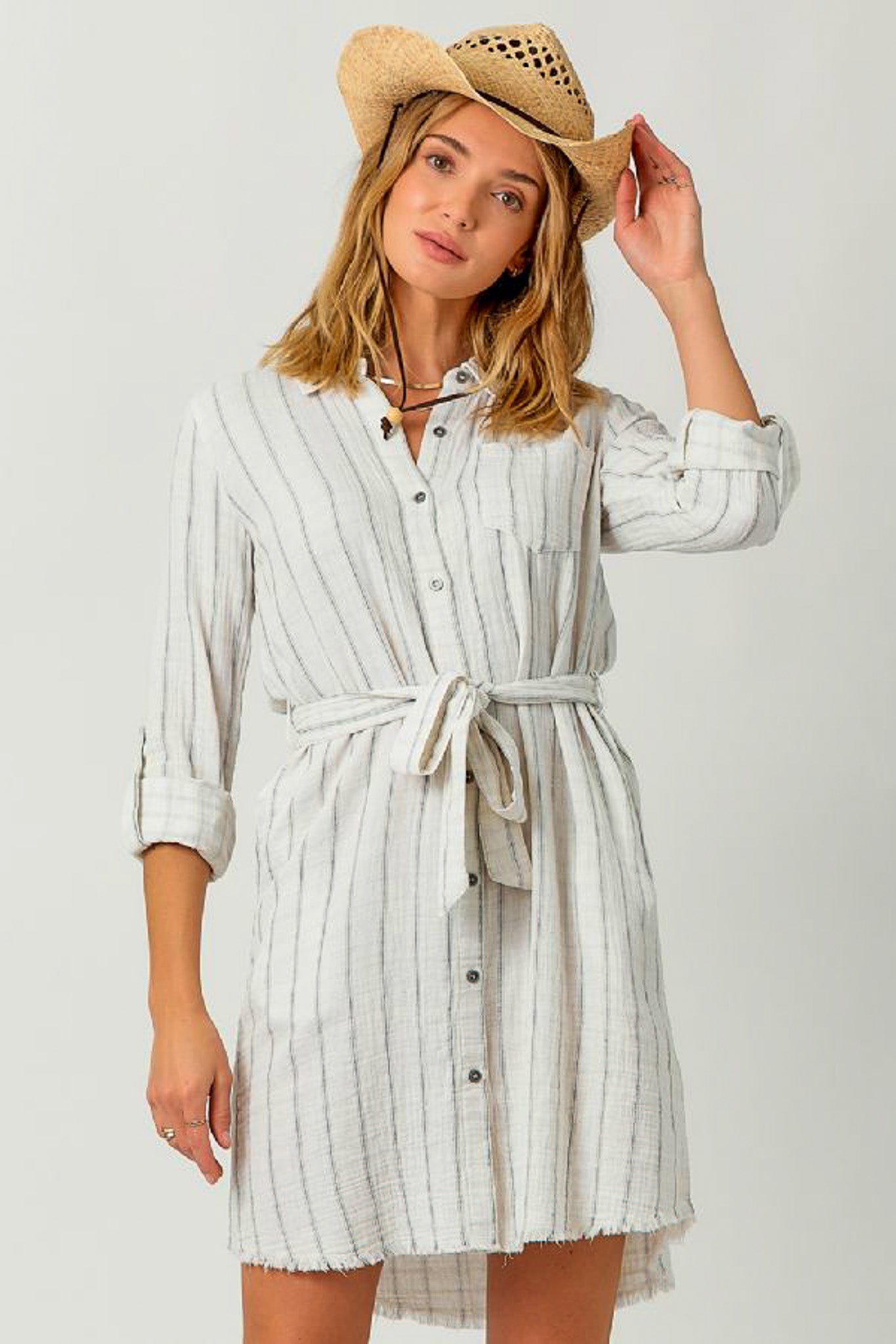 Washed Stripe Shirt Dress