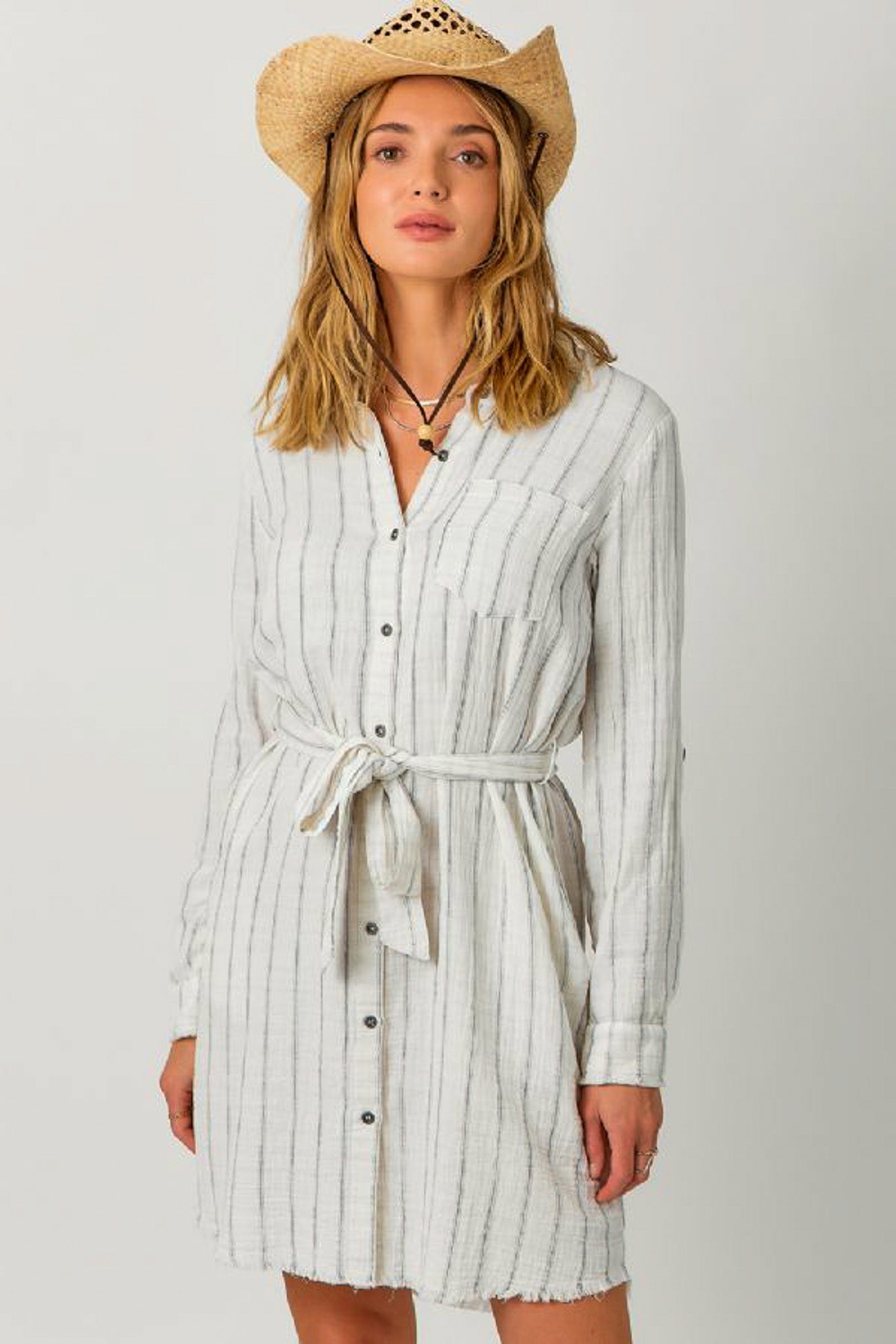 Washed Stripe Shirt Dress