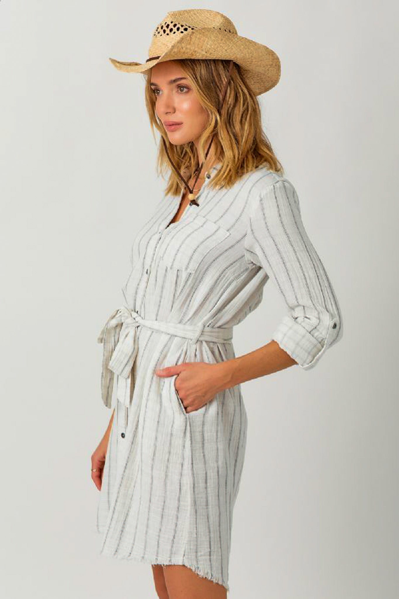 Washed Stripe Shirt Dress