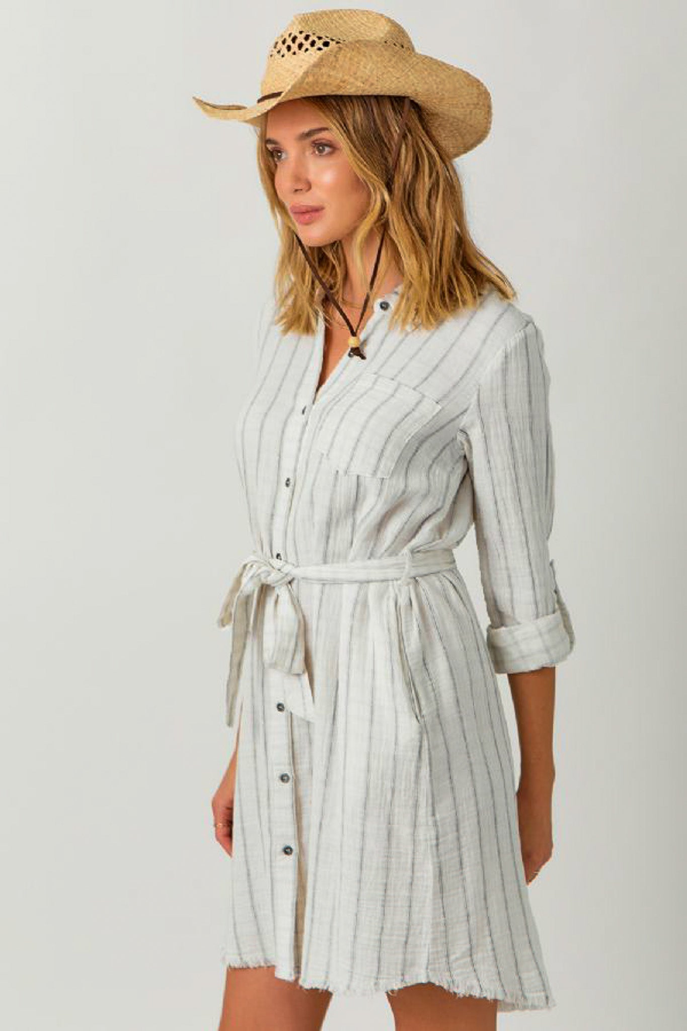 Washed Stripe Shirt Dress
