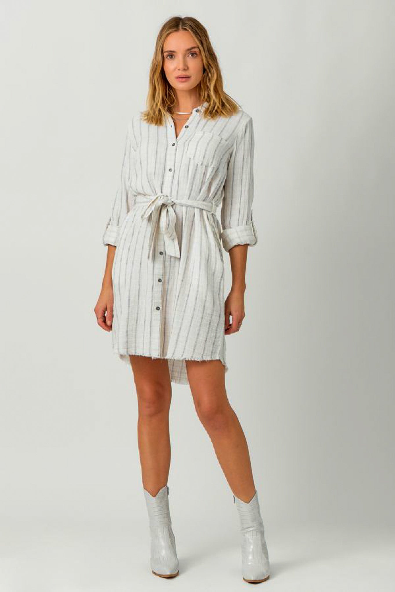 Washed Stripe Shirt Dress