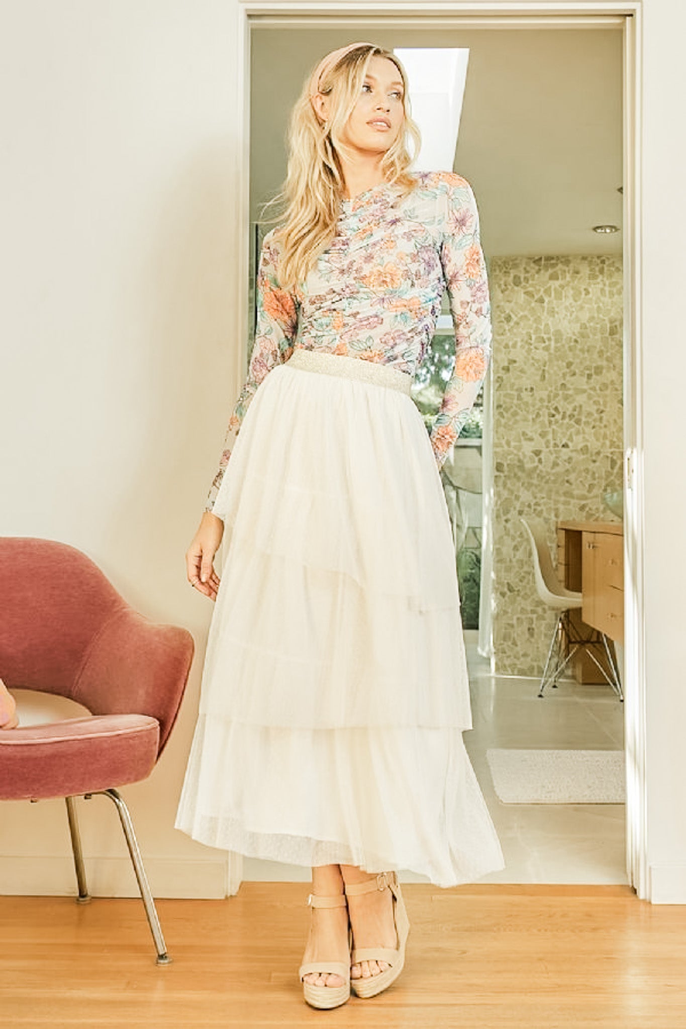 Asymmetrical Ruffle Tulle Skirt