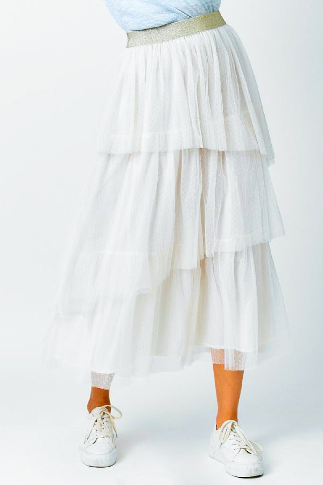 Asymmetrical Ruffle Tulle Skirt