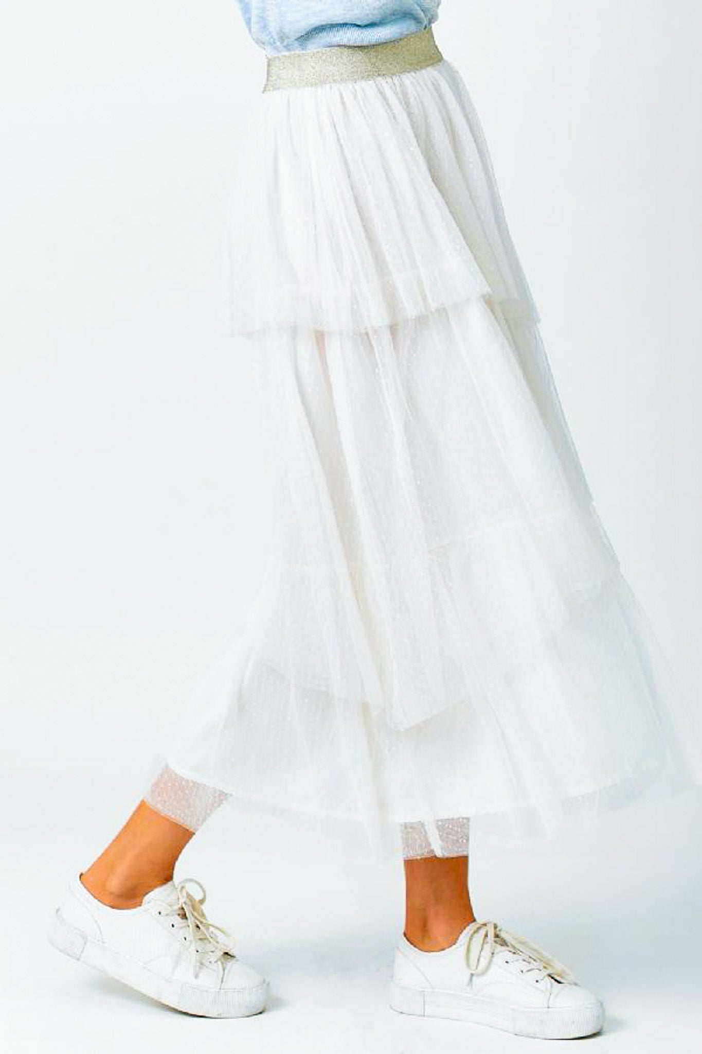Asymmetrical Ruffle Tulle Skirt