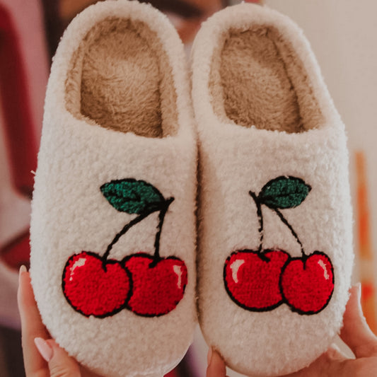 Cherry Stem Fuzzy Slippers