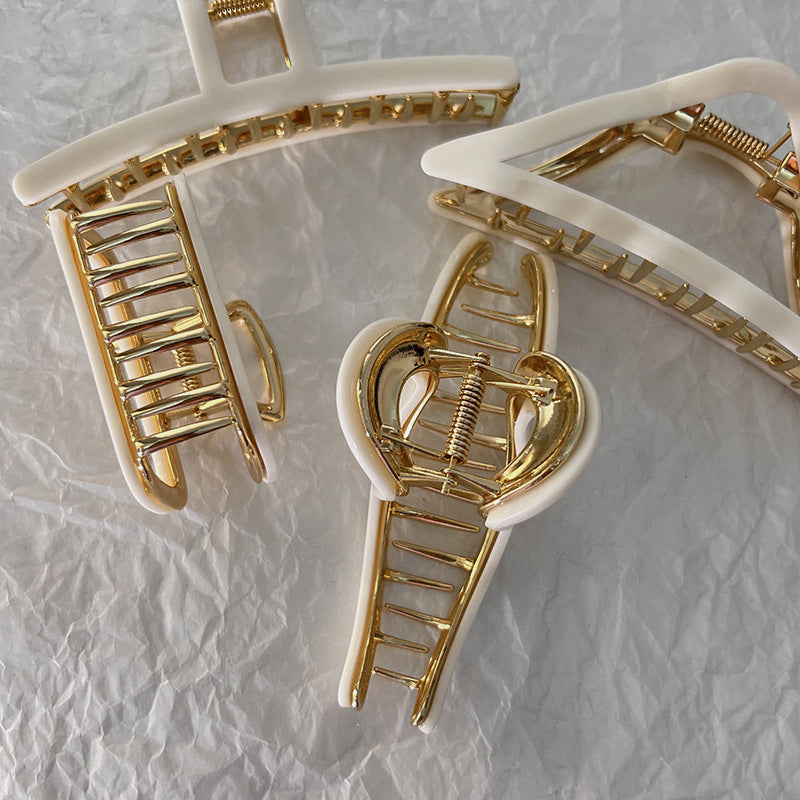 Vera | Ivory Gold Metal Claw Clips