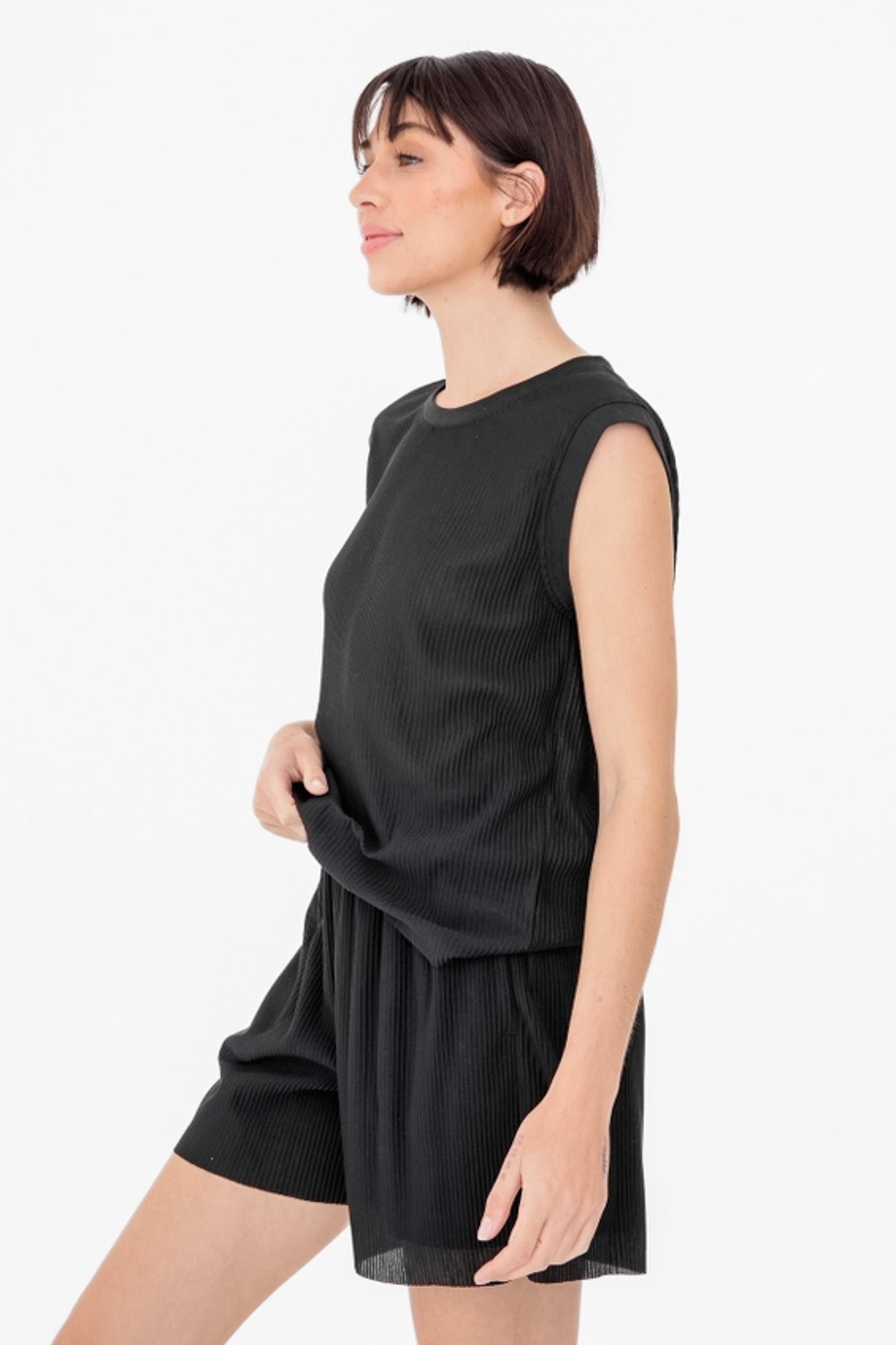 Micro Pleated Oversized Tank Top