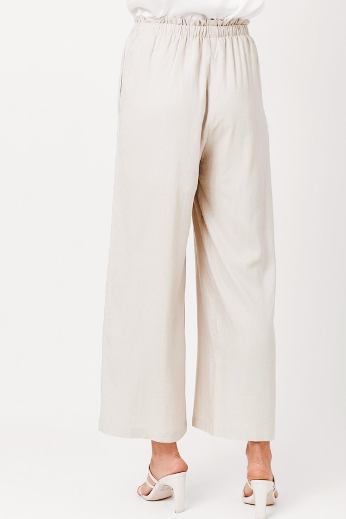 Paper Waist Linen Wide Leg Pants