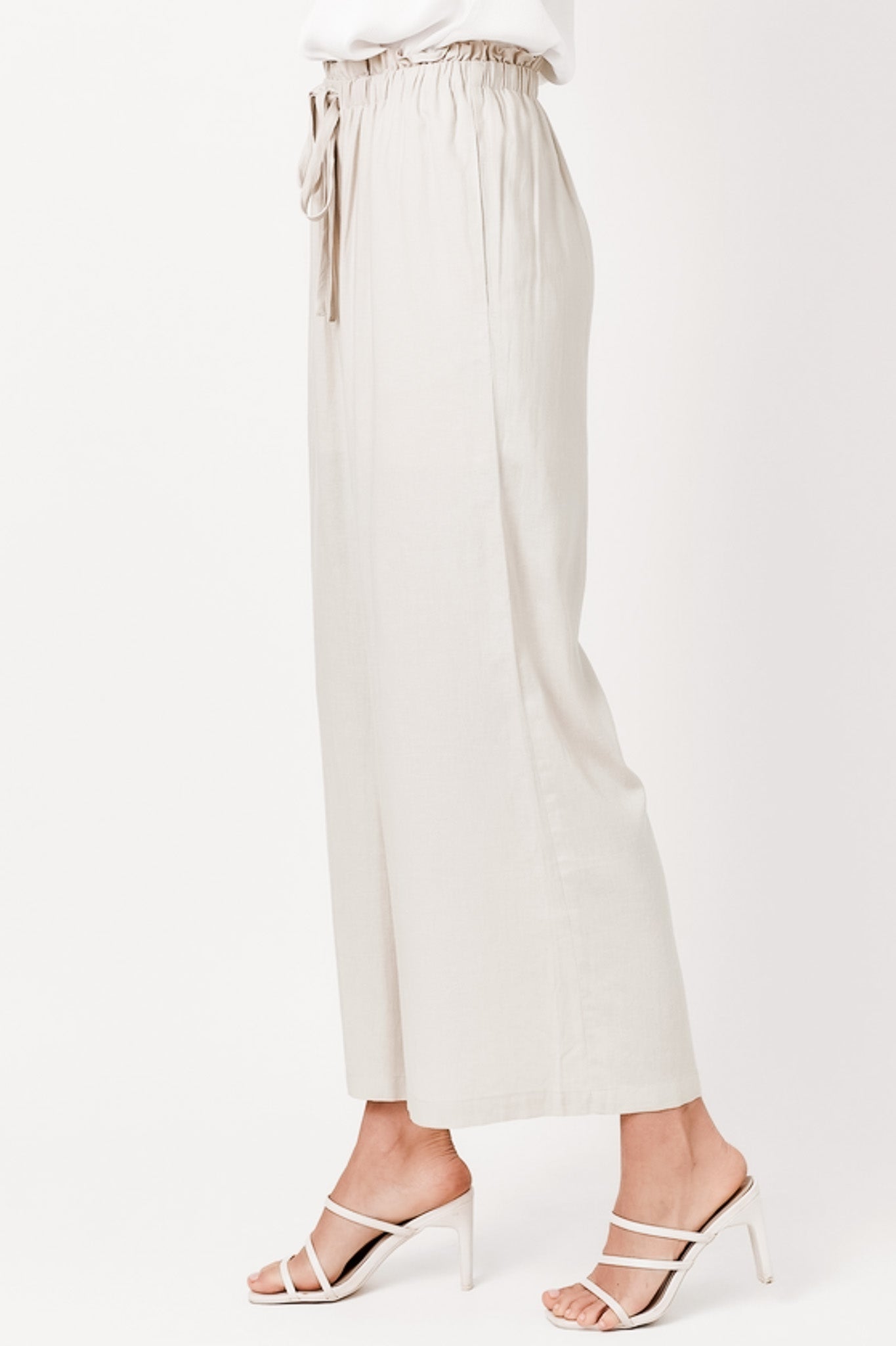 Paper Waist Linen Wide Leg Pants