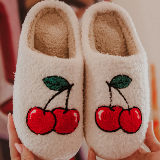 Cherry Stem Fuzzy Slippers