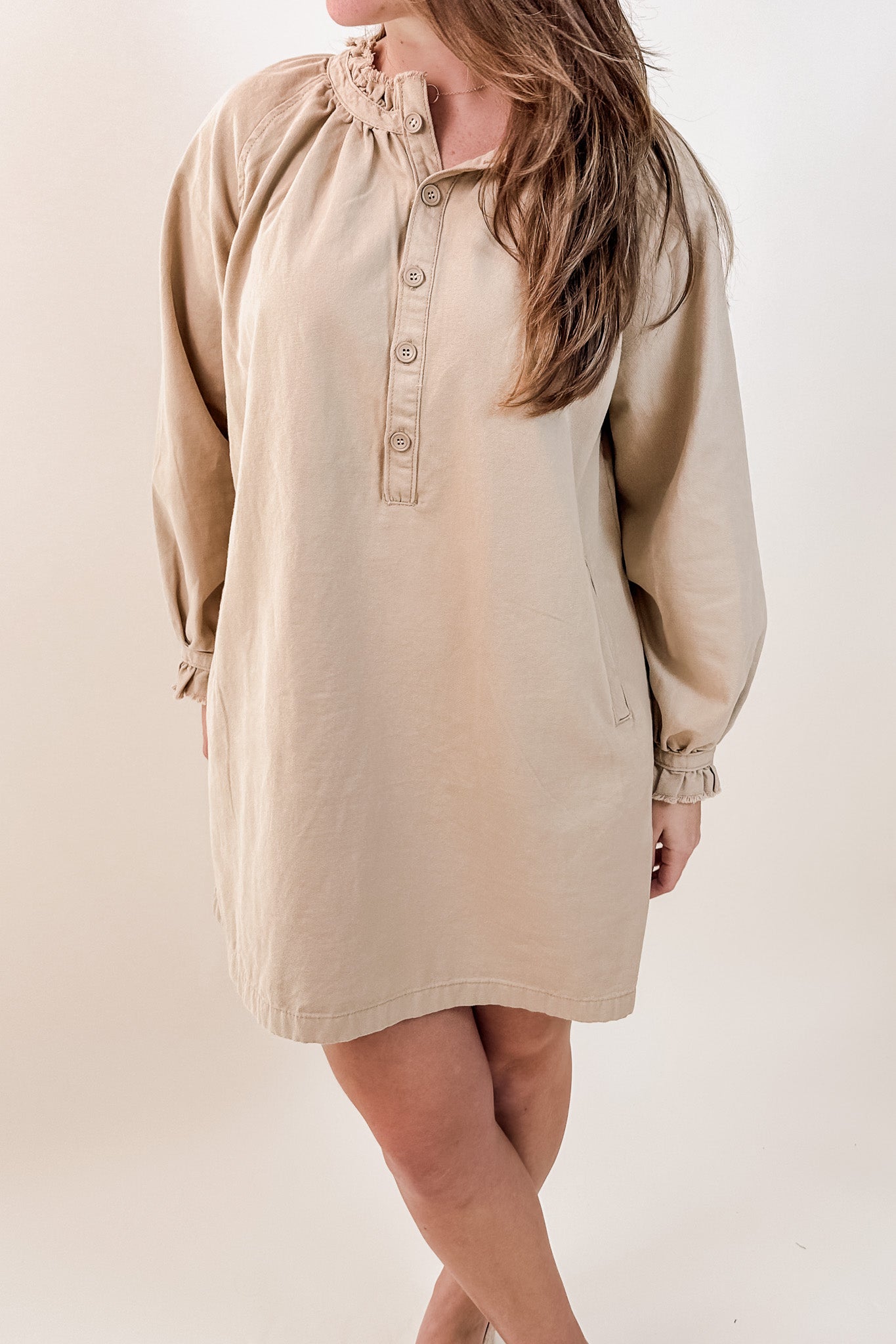 Enzyme Washed Twill Dress