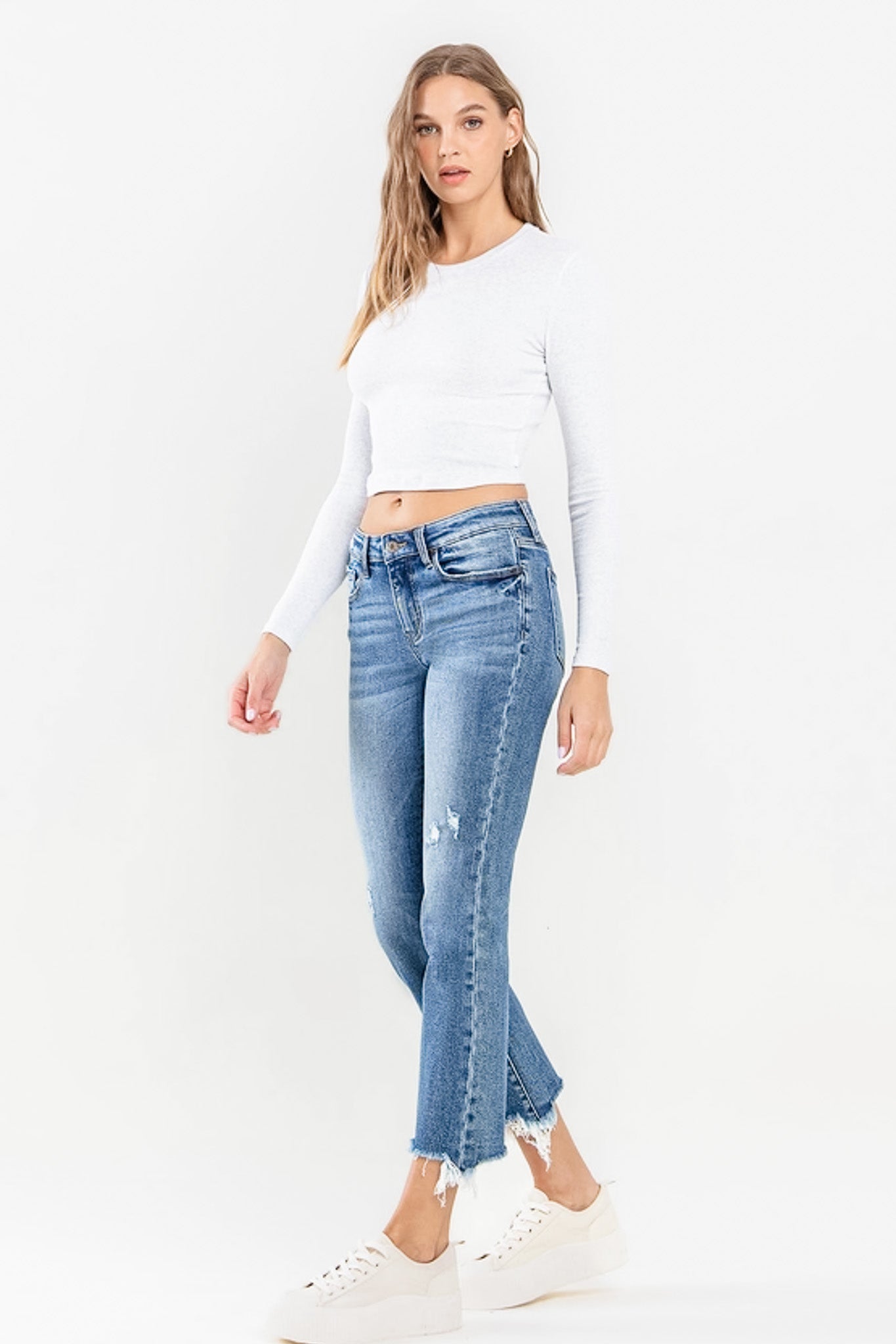 Mid Rise Ankle Bootcut Jeans