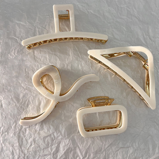 Vera | Ivory Gold Metal Claw Clips